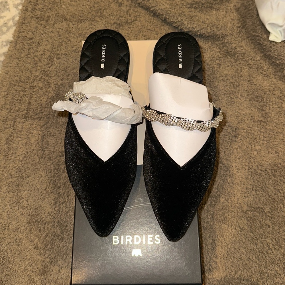 Birdies The Swan Bejeweled Mules